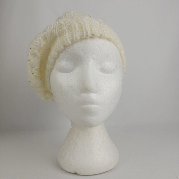 David & Young Cream Gold Sparkle Knit Tam Hat - Picture 3 of 8